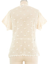 Crane Embellished Crochet Top Top arcadeshops.com