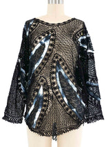 Black Tie Dye Panel Crochet Top Top arcadeshops.com