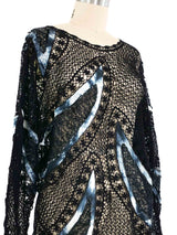 Black Tie Dye Panel Crochet Top Top arcadeshops.com