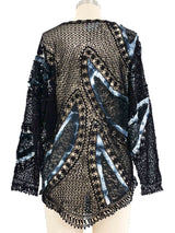 Black Tie Dye Panel Crochet Top Top arcadeshops.com