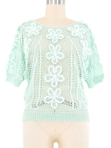 Seafoam Floral Crochet Top Top arcadeshops.com