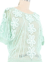 Seafoam Floral Crochet Top Top arcadeshops.com