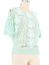 Seafoam Floral Crochet Top Top arcadeshops.com