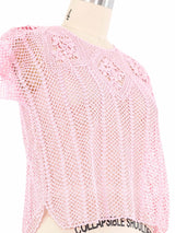 Pink Crochet Short Sleeve Top Top arcadeshops.com