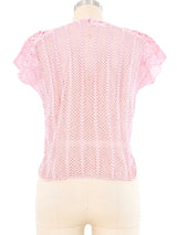 Pink Crochet Short Sleeve Top Top arcadeshops.com