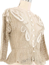 Natural Peplum Crochet Cardigan Top arcadeshops.com