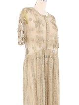 Beige Floral Crochet Babydoll Dress Dress arcadeshops.com