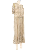 Beige Floral Crochet Babydoll Dress Dress arcadeshops.com