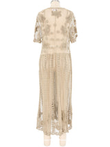 Beige Floral Crochet Babydoll Dress Dress arcadeshops.com