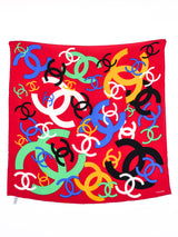 Chanel Red Logo Silk Scarf Accessory arcadeshops.com