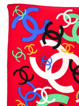 Chanel Red Logo Silk Scarf Accessory arcadeshops.com