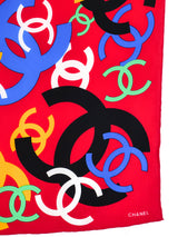 Chanel Red Logo Silk Scarf Accessory arcadeshops.com