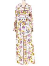 1970s Quilted Floral Hostess Dress Dress arcadeshops.com