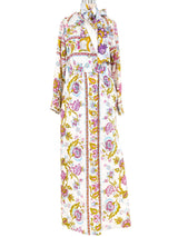 1970s Quilted Floral Hostess Dress Dress arcadeshops.com