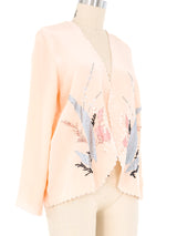 Blush Scallop Edge Silk Bed Jacket Jacket arcadeshops.com