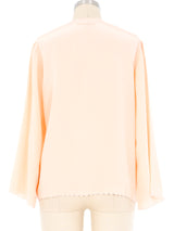 Blush Scallop Edge Silk Bed Jacket Jacket arcadeshops.com