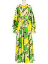 1960s David Butler Pop Art Floral Chiffon Maxi Dress Dress arcadeshops.com