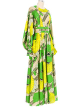 1960s David Butler Pop Art Floral Chiffon Maxi Dress Dress arcadeshops.com
