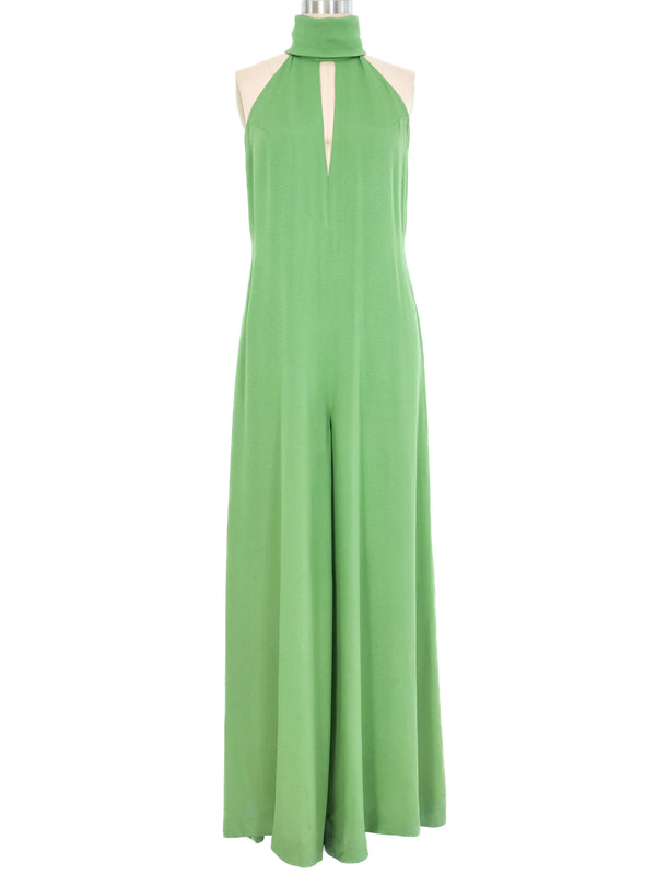 1970s Kelly Green Palazzo Pant Jumpsuit