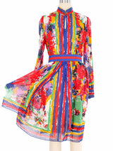 Pauline Trigere Watercolor Cotton Gauze Dress Dress arcadeshops.com