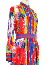 Pauline Trigere Watercolor Cotton Gauze Dress Dress arcadeshops.com