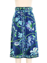 Emilio Pucci Printed Blue Velvet Skirt Bottom arcadeshops.com