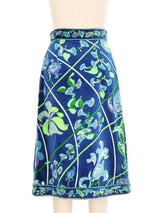 Emilio Pucci Printed Blue Velvet Skirt Bottom arcadeshops.com
