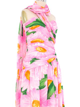 Diane Dickinson Pink Daisy Strapless Chiffon Dress Dress arcadeshops.com