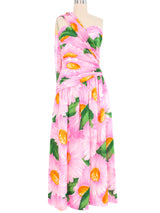 Diane Dickinson Pink Daisy Strapless Chiffon Dress Dress arcadeshops.com