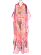 1970s Pastel Printed Chiffon Caftan Dress arcadeshops.com