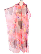 1970s Pastel Printed Chiffon Caftan Dress arcadeshops.com