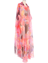 1970s Pastel Printed Chiffon Caftan Dress arcadeshops.com