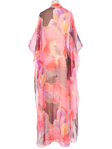 1970s Pastel Printed Chiffon Caftan Dress arcadeshops.com
