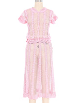 Pink Crochet Button Front Midi Dress Dress arcadeshops.com