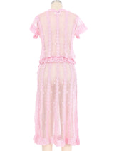 Pink Crochet Button Front Midi Dress Dress arcadeshops.com