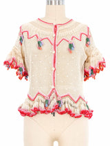 Ruffle Trimmed Crochet Top Top arcadeshops.com