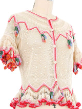 Ruffle Trimmed Crochet Top Top arcadeshops.com