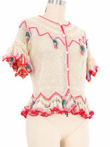 Ruffle Trimmed Crochet Top Top arcadeshops.com