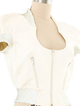 Mugler Activ Sequin Embellished Crop Jacket Top arcadeshops.com