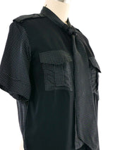 Celine Dot Print Silk Blouse Top arcadeshops.com