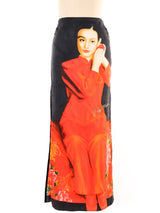 Voyage Photo Print Silk Skirt Bottom arcadeshops.com