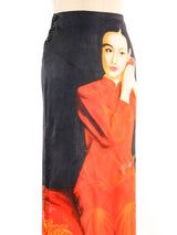 Voyage Photo Print Silk Skirt Bottom arcadeshops.com