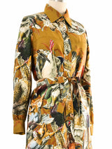 Hermes Gibiers Silk Shirtdress Dress Dress arcadeshops.com