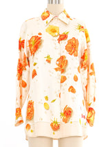 Hermes Floral Silk Blouse Top arcadeshops.com