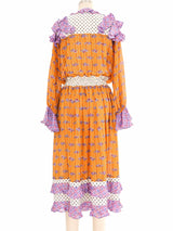 Diane Freis Tangerine and Lavender Mixed Print Dress Dress arcadeshops.com