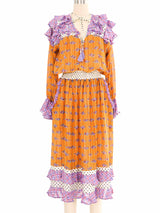 Diane Freis Tangerine and Lavender Mixed Print Dress Dress arcadeshops.com