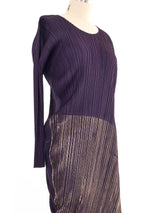 Issey Miyake Pleats Please Deep Purple Metallic Accent Dress Dress arcadeshops.com