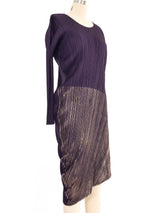 Issey Miyake Pleats Please Deep Purple Metallic Accent Dress Dress arcadeshops.com