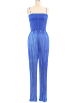 1980s Ian & Marcel Deep Teal Plisse Pleat Jumpsuit Ensemble Suit arcadeshops.com