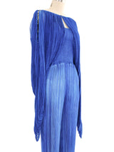 1980s Ian & Marcel Deep Teal Plisse Pleat Jumpsuit Ensemble Suit arcadeshops.com